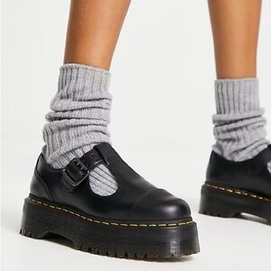 Dr Martens Bethan Mary Jane shoes in black polished smooth leather - SZ 8